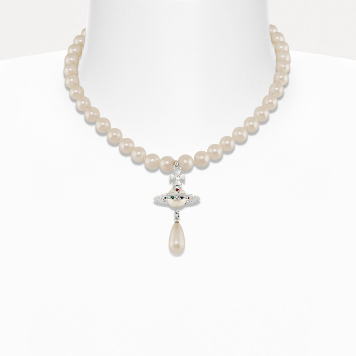 Vivienne Westwood One Row Pearl Drop Choker Necklace Earrings