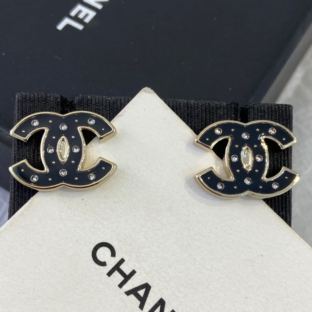 Chanel Black Star Earrings