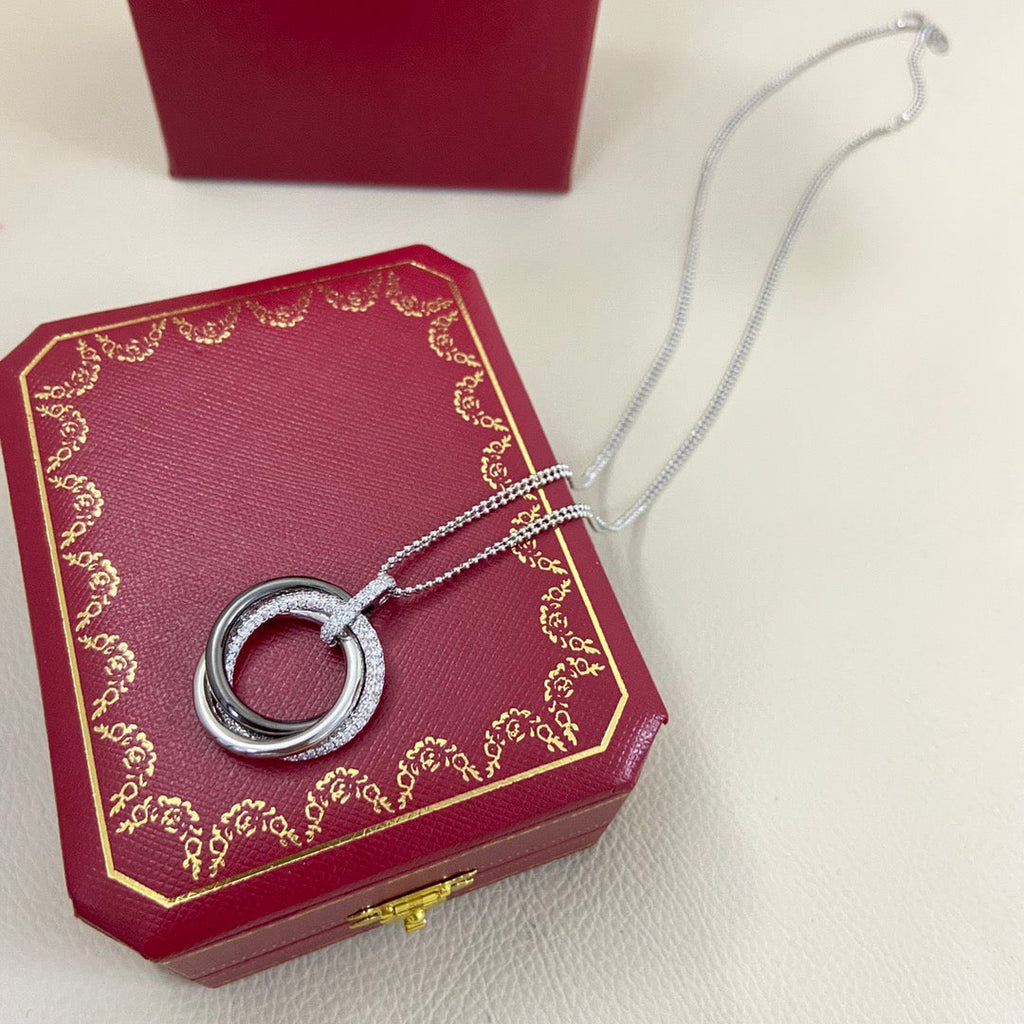 Cartier Trinity Diamond Necklace Black Silver