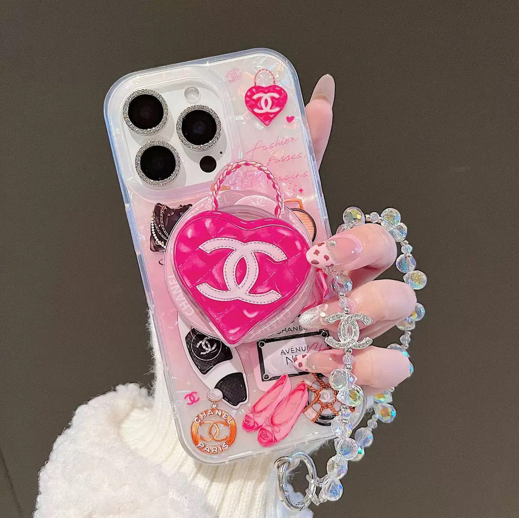 Chanel Pink Phone Case (Charm+Case+Socket)