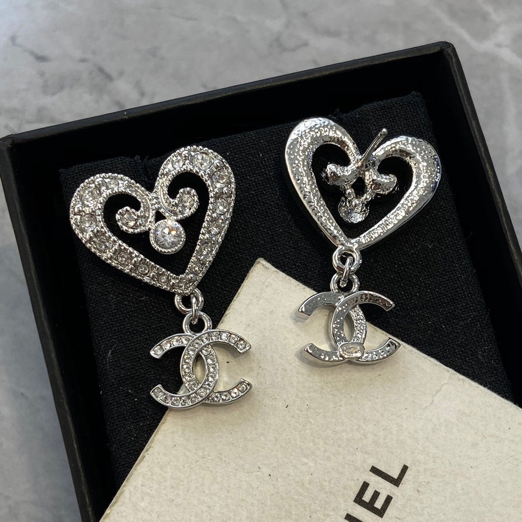 Chanel Heart Diamond Earrings